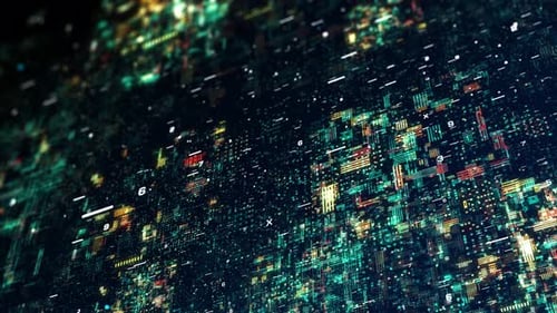 Abstract digital particles flow,Technology digital connection background. (loopable)