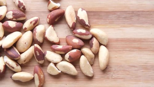Top View of Brazilian Nut on Wooden Table