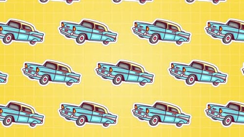 Retro Car Sticker Background Animation
