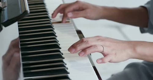 Hands Playing Piano Keyboard Instrument