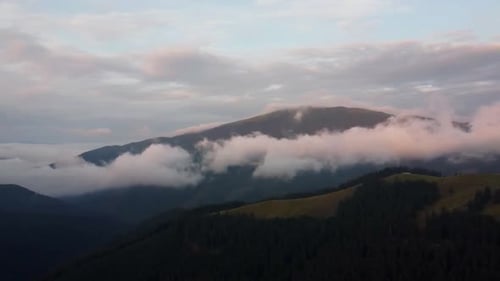 Aerial Panorama Of Rarau Mountains In Romania