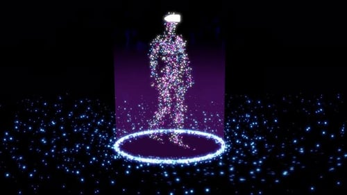Futuristic Particle Human Avatar with VR Headset Reveal