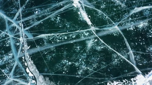 Aerial Top View of Frozen Lake Baikal