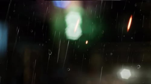 Night Rain Overlay with Bokeh Lights and Streaks