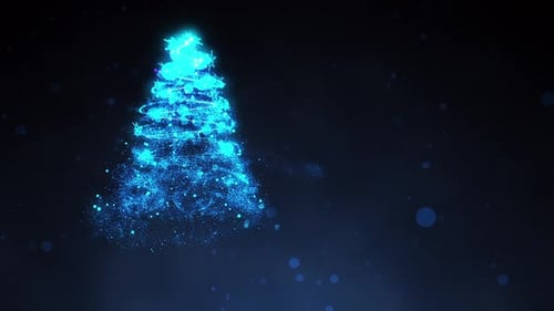 Sparkling Particle Christmas Tree Formation Reveal Animation