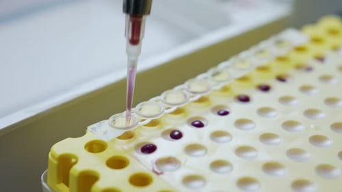 Close up shot of a pipette used in a lab to collect blood samples