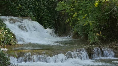 Small waterfall in a forest
