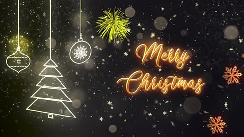 Merry Christmas Glowing Title Animation with Snowflakes