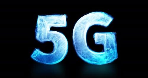 5G Technology Digital Text with Glowing Energy Effect