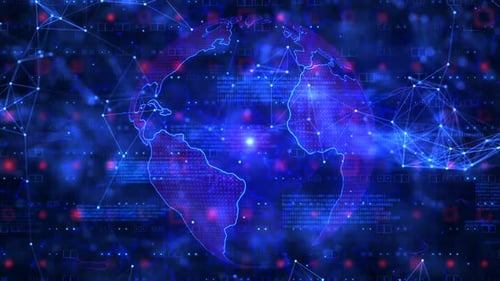 Global Digital Network Earth Connection Technology Loop Background