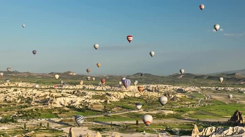 Aerial view Hot air baloons in Turkey 4 K