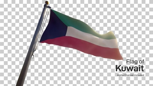Realistic Kuwait Flag Waving with Alpha Channel