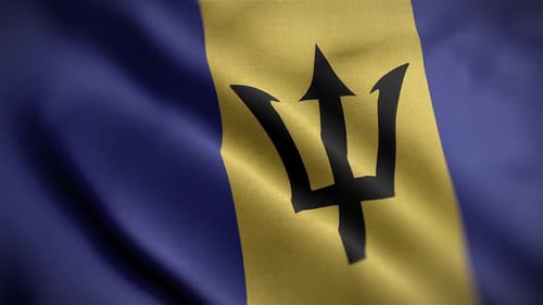 Waving Barbados National Flag Seamless Loop Animation