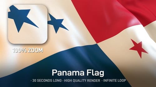 Panama National Flag Waving Loop Animation