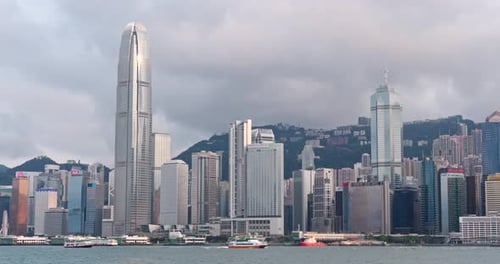 Die Skyline von Hong Kong Urban City bei sonnigem Tag