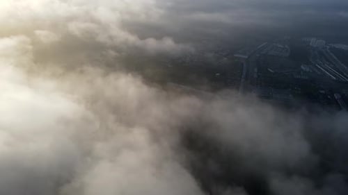 Aerial view morning sunshine cloud