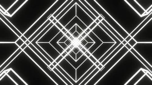 Abstract Geometric Glowing Tunnel Portal Loop