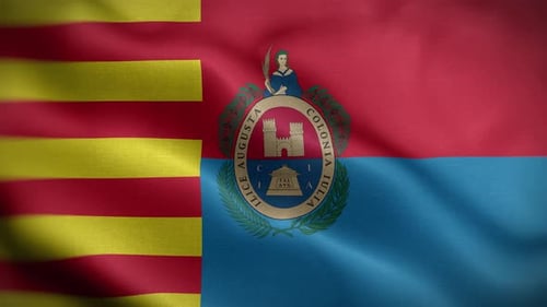 Waving Flag with Roman City Coat of Arms Loop