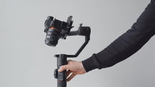 Camera on Motorized Gimbal Powers On