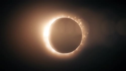 Abstrakte vollständige Sonnenfinsternis auf wissenschaftlichem schwarzem Hintergrund