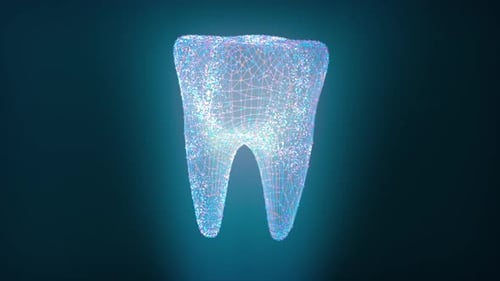 Tela de holograma do dente molar