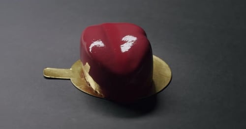 Glossy Red Heart Dessert Close Up