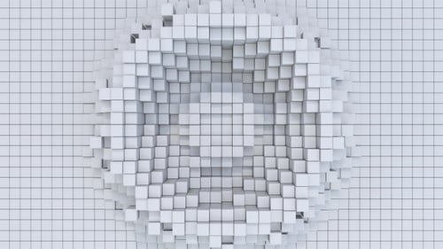 Abstract White Cubes Grid Pulsating Wave Background