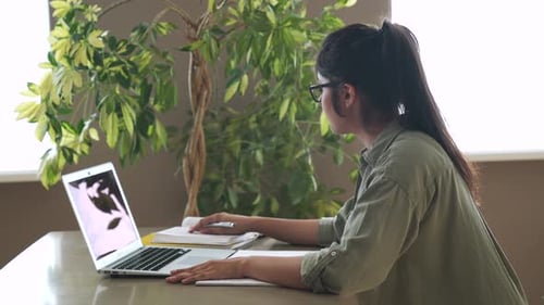 Curso en línea de lección de videollamada para mujer india a distancia hablando con un portátil