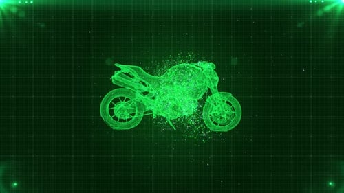 4K Digital Futuristic Hud Green Motorcycle