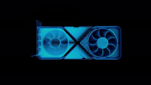 High Technology Ray Tracing Graphics Card Blue Hologram 4K