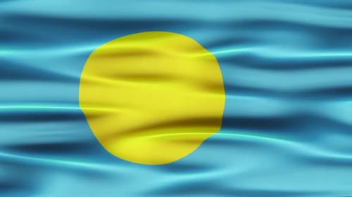 Palau National Flag Waving Seamless Loop Background
