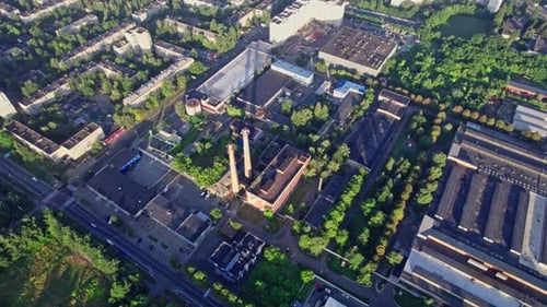 City Thermal Power Station Among Urban Areas