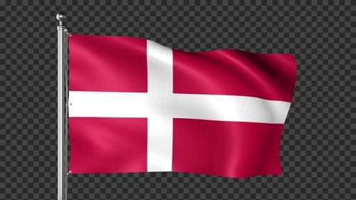 Denmark National Flag Waving Seamless Loop