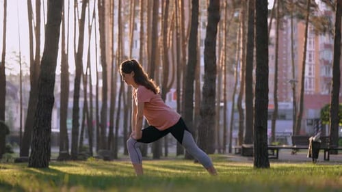 Lady Doing Exercises on the Street