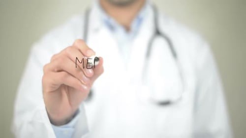 Doctor Writes Medical Science on Transparent Surface