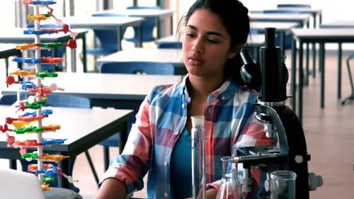 Young Adult Studying Science in Laboratory Classroom