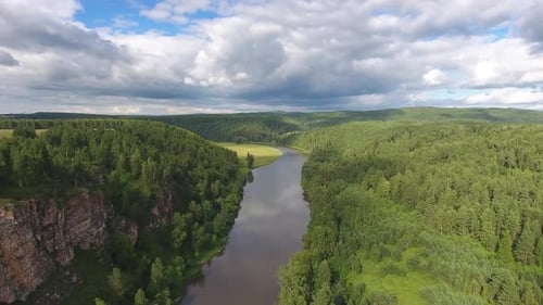 Aerial Landscape with Yuryuzan River in Russia