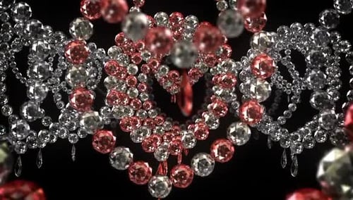 Sparkling Red Silver Gems Abstract Decorative Pattern