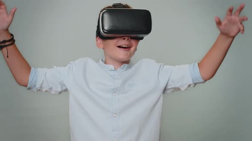 Excited Child Using a Virtual Reality Headset