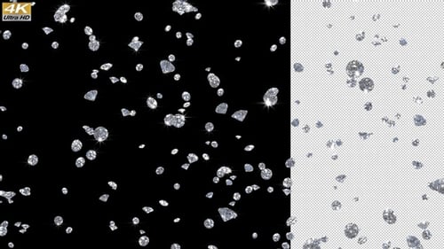 Sparkling Falling Diamonds Alpha Channel Overlay