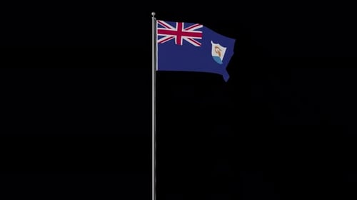 Anguilla Flag Waving Realistic Seamless Loop Animation