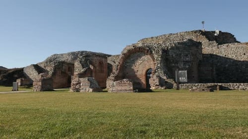 GAMZIGRAD, SERBIA - DECEMBER 25, 2017 Ruins of palaces and temples of Felix Romuliana built by Roman