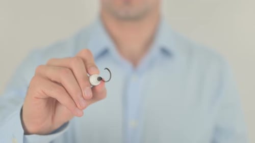 Online Shop, Man Writing on Transparent Glass Screen