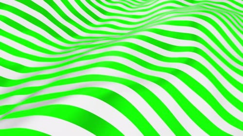 Fluid Green and White Waving Stripes Abstract Loop