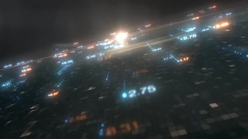 Futuristic Digital Data Grid with Flowing Numbers Background