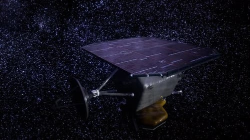 Futuristic Satellite Flying in Deep Space 3D Animation