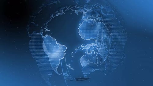 Animated Digital Earth Globe with Global Technology Connections