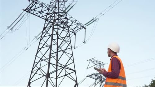 Engineer Inspects Power Lines with Tablet Technology