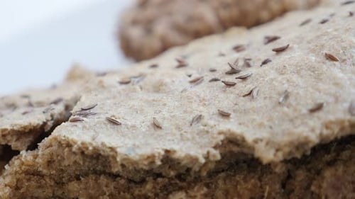 Delicious Bread Covered in Seeds, Close Up