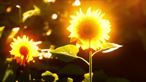 Sunflower Field Landscape at Sunset